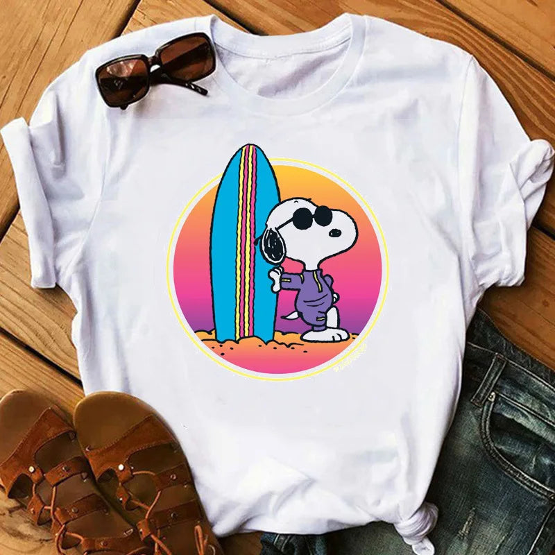 Women's Snoopy T Shirts Summer Casual Short Sleeve