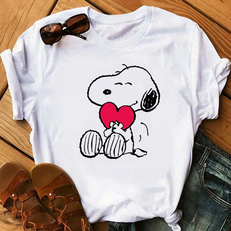 Women's Snoopy T Shirts Summer Casual Short Sleeve