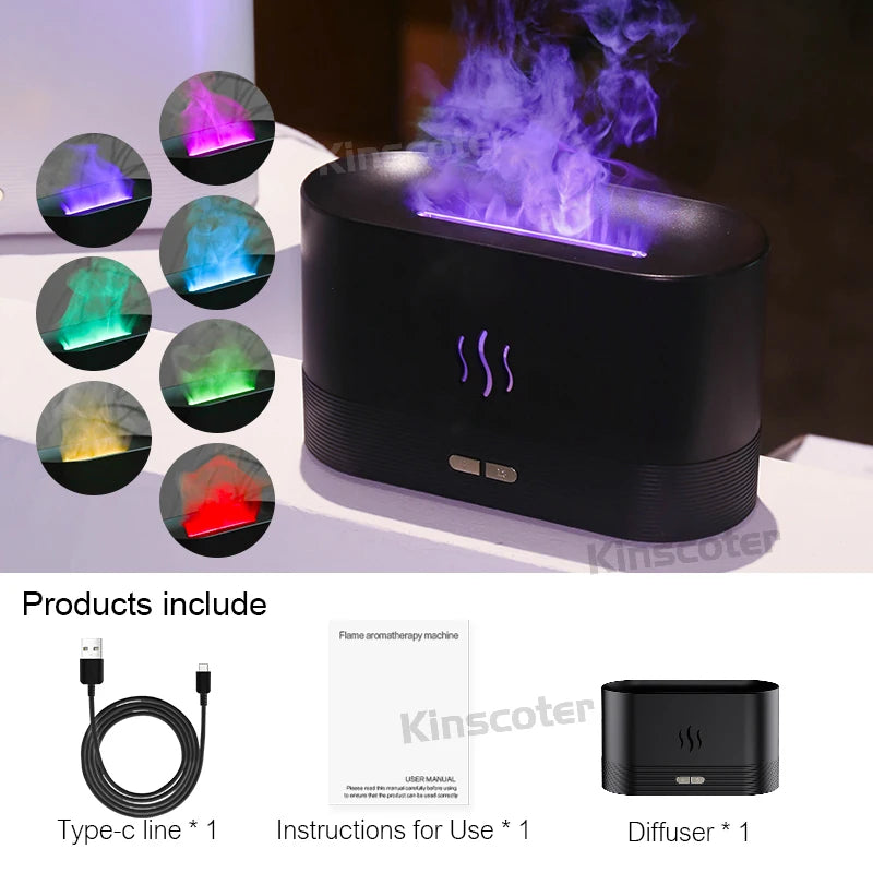 USB Desktop Flame Aroma Diffuser Humidifier 7 Colors
