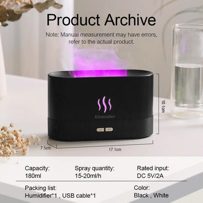 USB Desktop Flame Aroma Diffuser Humidifier 7 Colors