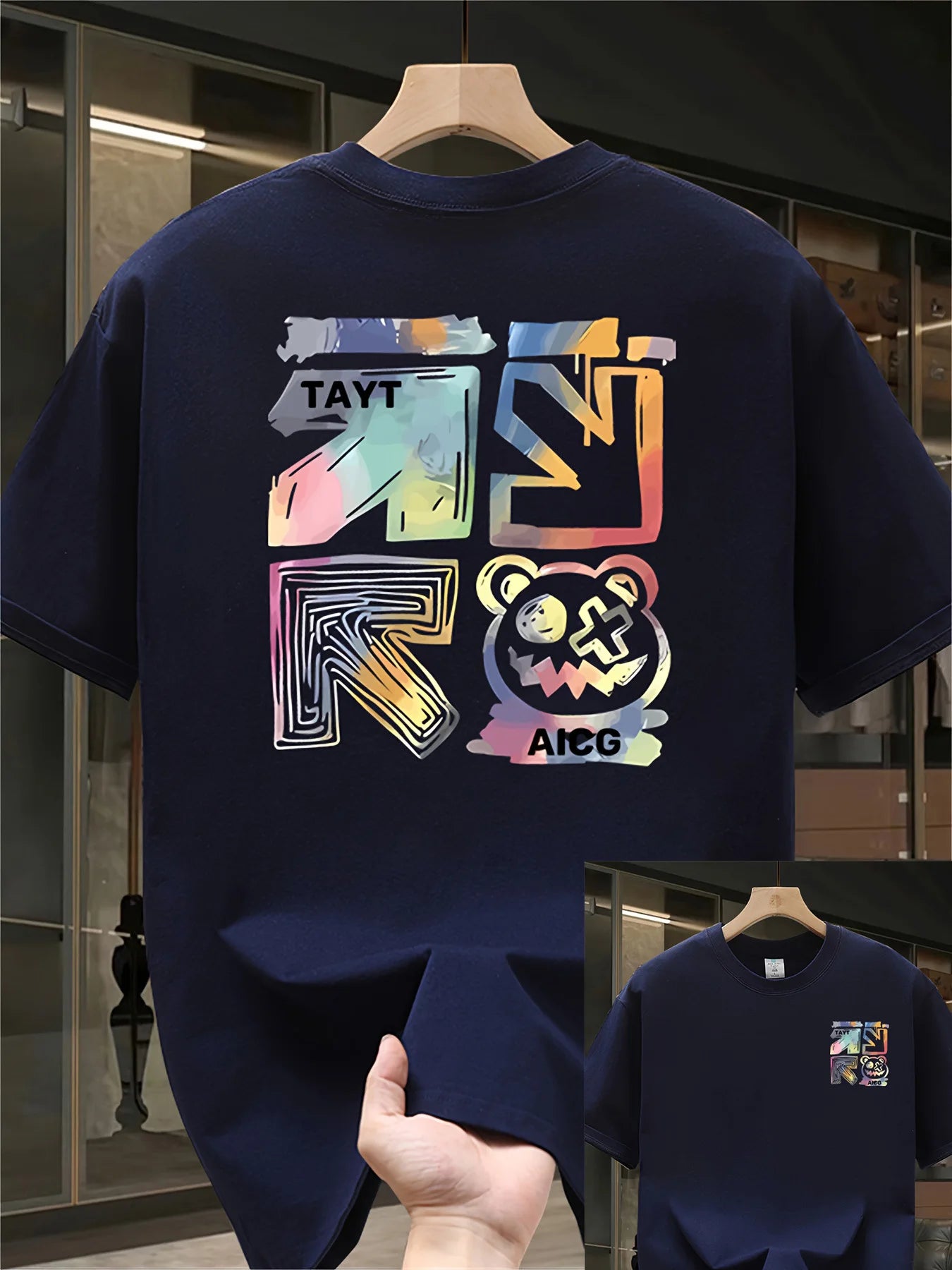 100% cotton men's casual loose T-shirt fashionable trendy