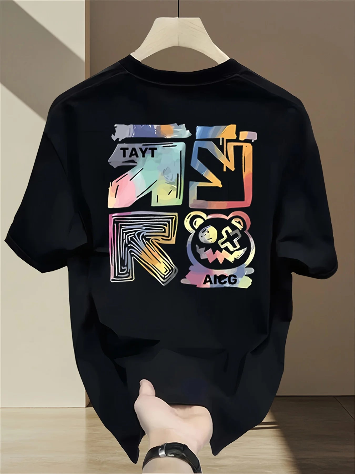 100% cotton men's casual loose T-shirt fashionable trendy