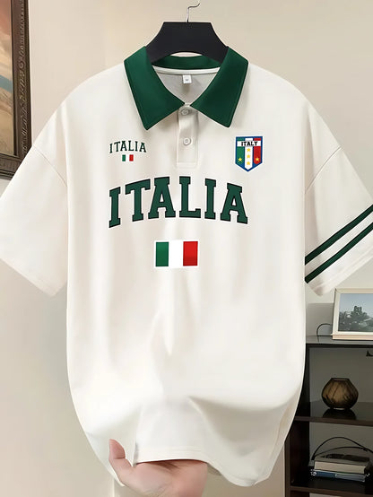 American men's summer striped Italian letter print