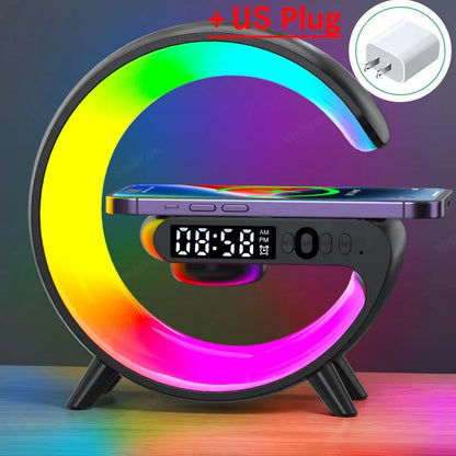 Multifunction Wireless Charger Stand Pad RGB Light Alarm