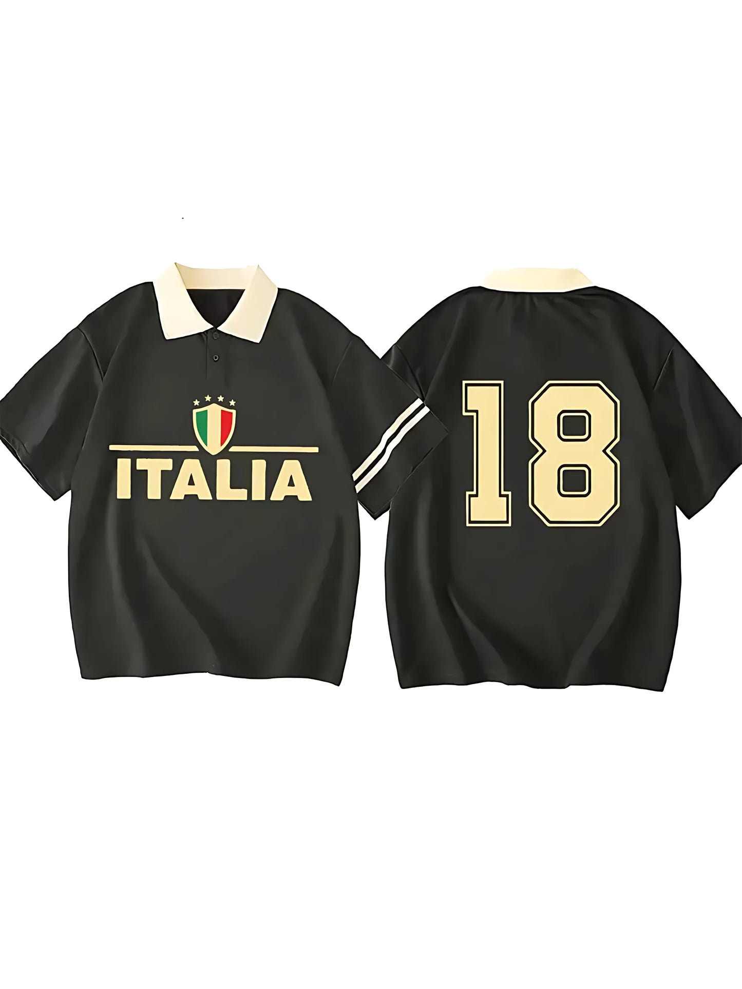 American men's summer striped Italian letter print