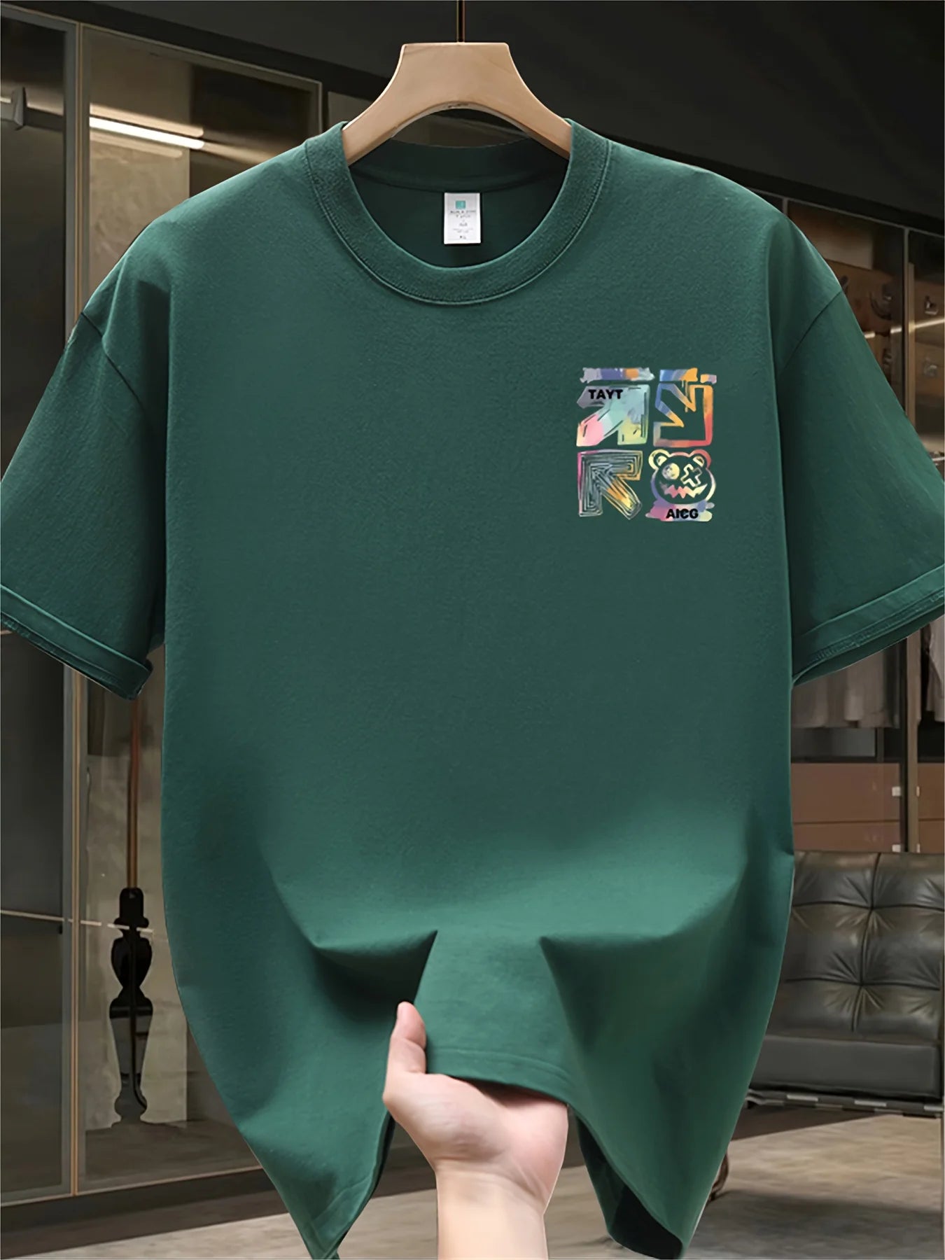 100% cotton men's casual loose T-shirt fashionable trendy