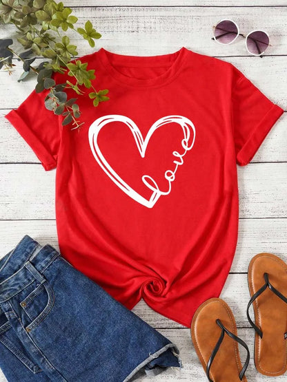 Love Heart Printed Trend Women Fashion Clothing Graphic
