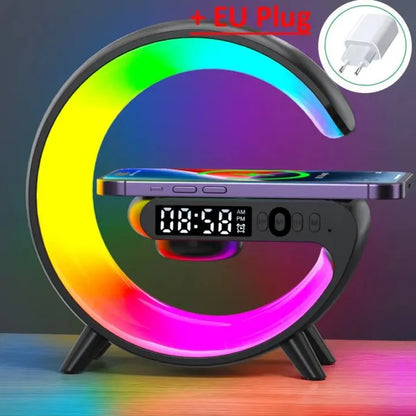 Multifunction Wireless Charger Stand Pad RGB Light Alarm