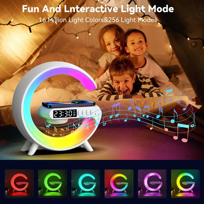Multifunction Wireless Charger Stand Pad RGB Light Alarm