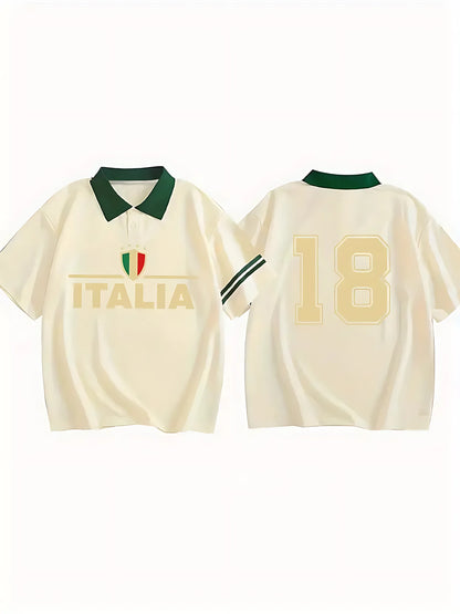 American men's summer striped Italian letter print