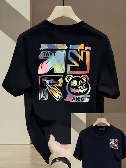 100% cotton men's casual loose T-shirt fashionable trendy