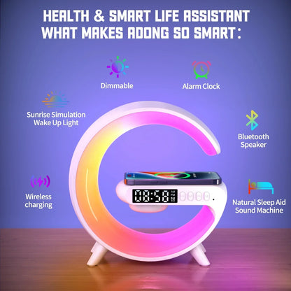 Multifunction Wireless Charger Stand Pad RGB Light Alarm